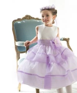 HIER_3500 Big Clearance Sale Layered Mirror Organza And Satin Dress - Pink