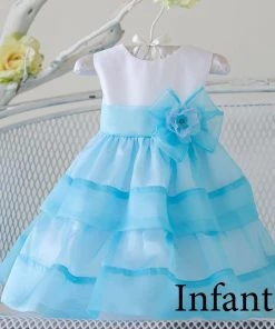 HIER_3500 Big Clearance Sale Layered Mirror Organza And Satin Dress - Pink