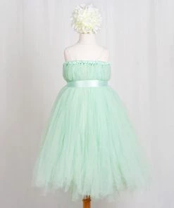 HIER_3500 Big Clearance Sale Flower Girl Dress Empyrean Mint Green Tulle Floor Length Dress Party Dress Special Occasion Dress