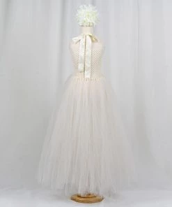 HIER_3500 Ivory Tulle Flower Dress Flower Girl Dress Party Dress Special Occasion Dress