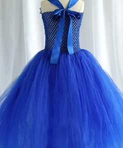 HIER_3500 Royal Blue Tulle Flower Dress Flower Girl Dress Party Dress Special Occasion Dress Big Clearance Sale