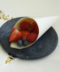 HIER_5410 50 Pack | 6" Natural Eco Friendly Disposable Pine Wood Food Cones, 100% Biodegradable Tasting Serving Cones Disposable Dinnerware