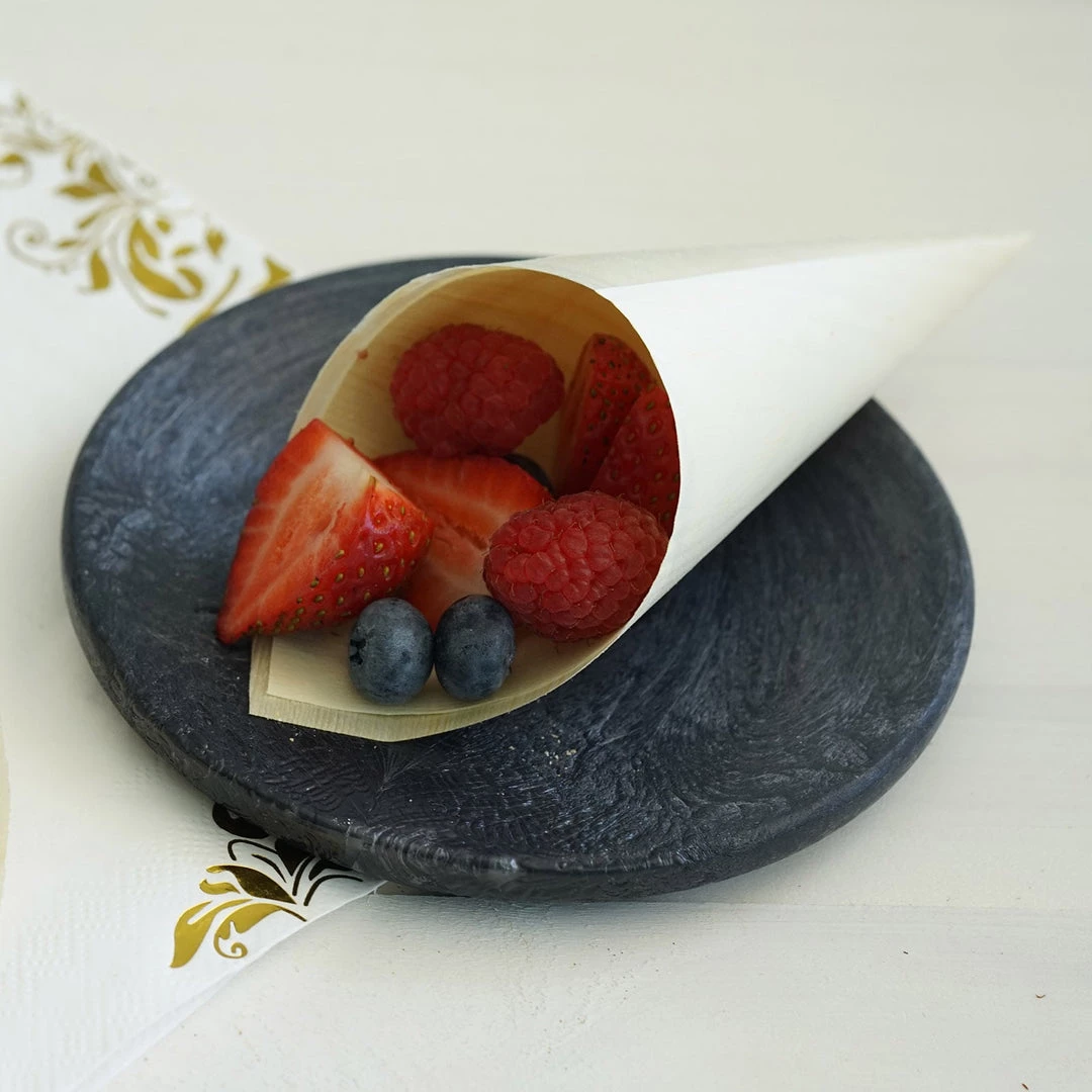 HIER_5410 50 Pack | 6" Natural Eco Friendly Disposable Pine Wood Food Cones, 100% Biodegradable Tasting Serving Cones Disposable Dinnerware 2 HIER_5410 50 Pack | 6" Natural Eco Friendly Disposable Pine Wood Food Cones, 100% Biodegradable Tasting Serving Cones Disposable Dinnerware