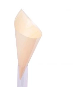 HIER_5410 50 Pack | 6" Natural Eco Friendly Disposable Pine Wood Food Cones, 100% Biodegradable Tasting Serving Cones Disposable Dinnerware 41 HIER_5410 50 Pack | 6
