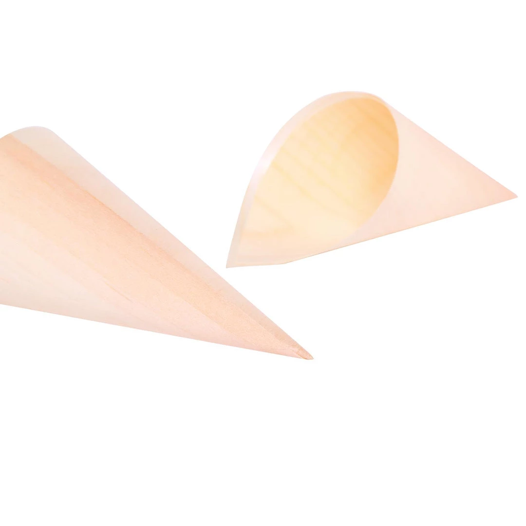 HIER_5410 50 Pack | 6" Natural Eco Friendly Disposable Pine Wood Food Cones, 100% Biodegradable Tasting Serving Cones Disposable Dinnerware 19 HIER_5410 50 Pack | 6" Natural Eco Friendly Disposable Pine Wood Food Cones, 100% Biodegradable Tasting Serving Cones Disposable Dinnerware