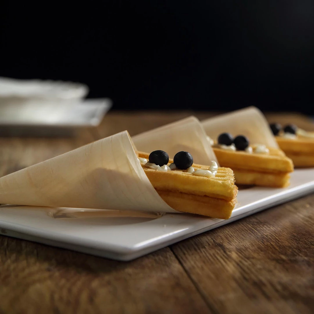 HIER_5410 50 Pack | 6" Natural Eco Friendly Disposable Pine Wood Food Cones, 100% Biodegradable Tasting Serving Cones Disposable Dinnerware 15 HIER_5410 50 Pack | 6" Natural Eco Friendly Disposable Pine Wood Food Cones, 100% Biodegradable Tasting Serving Cones Disposable Dinnerware