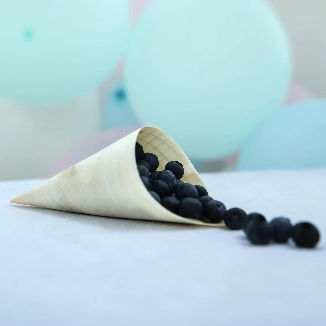 HIER_5410 50 Pack | 6" Natural Eco Friendly Disposable Pine Wood Food Cones, 100% Biodegradable Tasting Serving Cones Disposable Dinnerware 16 HIER_5410 50 Pack | 6" Natural Eco Friendly Disposable Pine Wood Food Cones, 100% Biodegradable Tasting Serving Cones Disposable Dinnerware