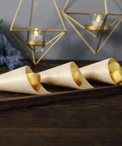 HIER_5410 50 Pack | 6" Natural Eco Friendly Disposable Pine Wood Food Cones, 100% Biodegradable Tasting Serving Cones Disposable Dinnerware 28 HIER_5410 50 Pack | 6