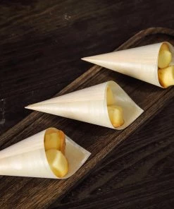 HIER_5410 50 Pack | 6" Natural Eco Friendly Disposable Pine Wood Food Cones, 100% Biodegradable Tasting Serving Cones Disposable Dinnerware 33 HIER_5410 50 Pack | 6