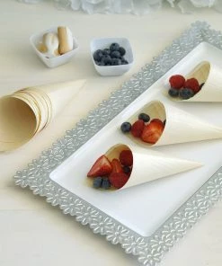 HIER_5410 50 Pack | 6" Natural Eco Friendly Disposable Pine Wood Food Cones, 100% Biodegradable Tasting Serving Cones Disposable Dinnerware 27 HIER_5410 50 Pack | 6