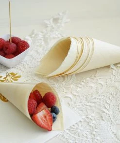 HIER_5410 50 Pack | 6" Natural Eco Friendly Disposable Pine Wood Food Cones, 100% Biodegradable Tasting Serving Cones Disposable Dinnerware