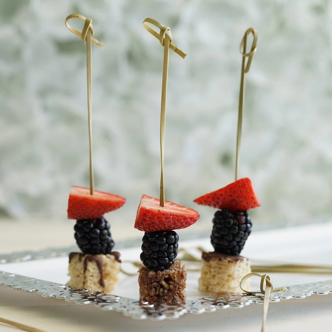 HIER_5410 100 Pack | 6" Eco Friendly Twisted Knot Party Picks, Bamboo Skewers, Decorative Top Cocktail Sticks 6 HIER_5410 100 Pack | 6" Eco Friendly Twisted Knot Party Picks, Bamboo Skewers, Decorative Top Cocktail Sticks