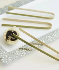 HIER_5480 50 Pack | 6" Eco Friendly Natural Disposable Bamboo Wooden Tongs Flatware