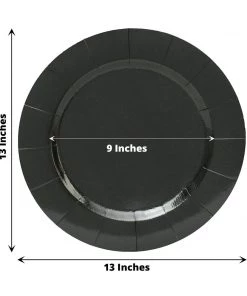 HIER_4710 10 Pack | Black 13" Disposable Charger Plates, Cardboard Serving Tray, Round With Leathery Texture - 1100 GSM Disposable Dinnerware 16 HIER_4710 10 Pack | Black 13
