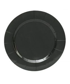 HIER_4710 10 Pack | Black 13" Disposable Charger Plates, Cardboard Serving Tray, Round With Leathery Texture - 1100 GSM Disposable Dinnerware 26 HIER_4710 10 Pack | Black 13
