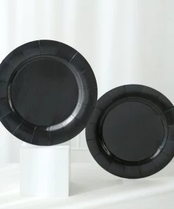 HIER_4710 10 Pack | Black 13" Disposable Charger Plates, Cardboard Serving Tray, Round With Leathery Texture - 1100 GSM Disposable Dinnerware 21 HIER_4710 10 Pack | Black 13