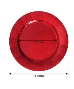 HIER_4710 Disposable Dinnerware 10 Pack | Red Disposable 13" Charger Plates, Cardboard Serving Tray, Round With Leathery Texture - 1100 GSM 15 HIER_4710 Disposable Dinnerware 10 Pack | Red Disposable 13