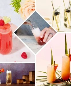 HIER_5430 6 Pack | Clear 9oz Plastic Stemless Champagne Flutes Disposable Glasses For Champagne Disposable Dinnerware