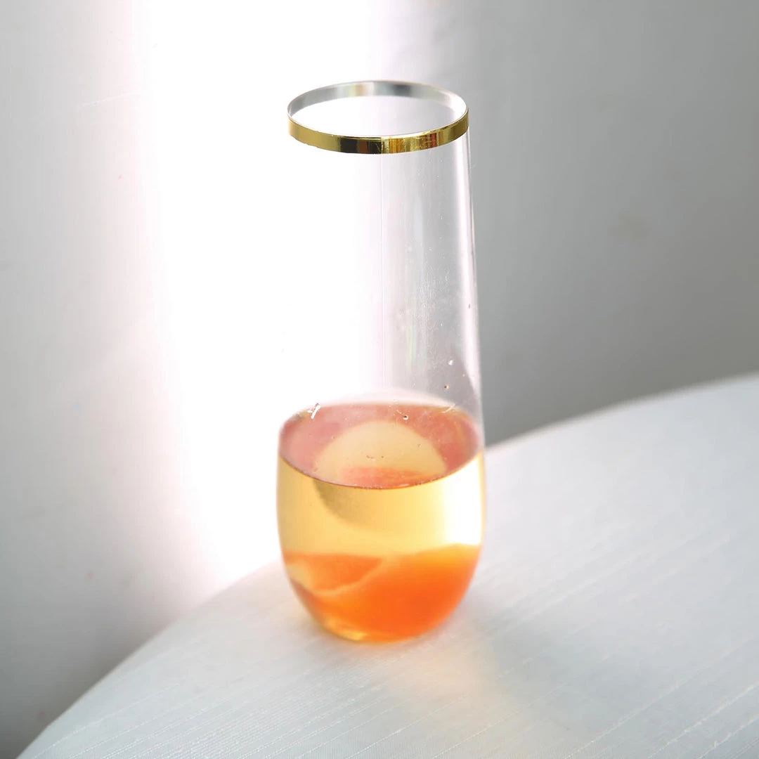 HIER_5430 Disposable Dinnerware 6 Pack | Gold 9oz Plastic Stemless Champagne Flutes Disposable Glasses For Champagne 10 HIER_5430 Disposable Dinnerware 6 Pack | Gold 9oz Plastic Stemless Champagne Flutes Disposable Glasses For Champagne