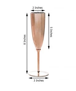 HIER_5430 6 Pack | Blush/Rose Gold 5oz Plastic Champagne Flutes Disposable Glasses For Champagne