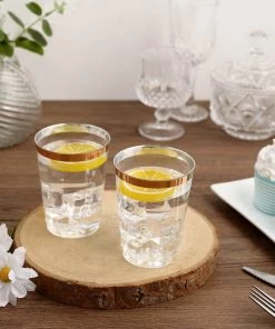 HIER_5430 Disposable Dinnerware 12 Pack | 10oz Rose Gold Rim Clear Plastic Party Cups, Disposable Tumblers