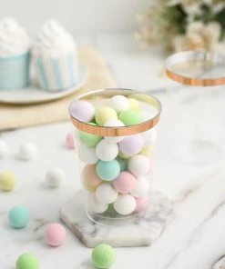 HIER_5430 Disposable Dinnerware 12 Pack | 10oz Rose Gold Rim Clear Plastic Party Cups, Disposable Tumblers