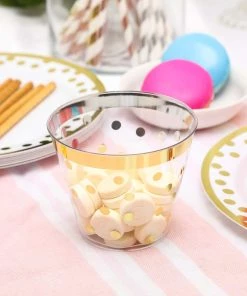 HIER_5430 12 Pack | Gold Rim Polka Dot 9oz Plastic Cups, Disposable Tumblers Disposable Dinnerware 17 HIER_5430 12 Pack | Gold Rim Polka Dot 9oz Plastic Cups, Disposable Tumblers Disposable Dinnerware