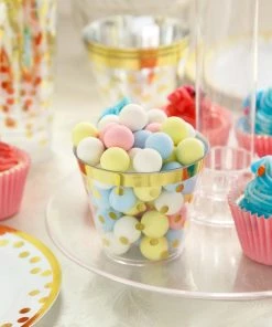 HIER_5430 12 Pack | Gold Rim Polka Dot 9oz Plastic Cups, Disposable Tumblers Disposable Dinnerware 19 HIER_5430 12 Pack | Gold Rim Polka Dot 9oz Plastic Cups, Disposable Tumblers Disposable Dinnerware