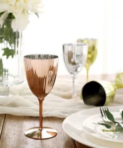 HIER_5430 6 Pack | Blush/Rose Gold 8oz Plastic Wine Glasses, Disposable Goblets Disposable Dinnerware 21 HIER_5430 6 Pack | Blush/Rose Gold 8oz Plastic Wine Glasses, Disposable Goblets Disposable Dinnerware