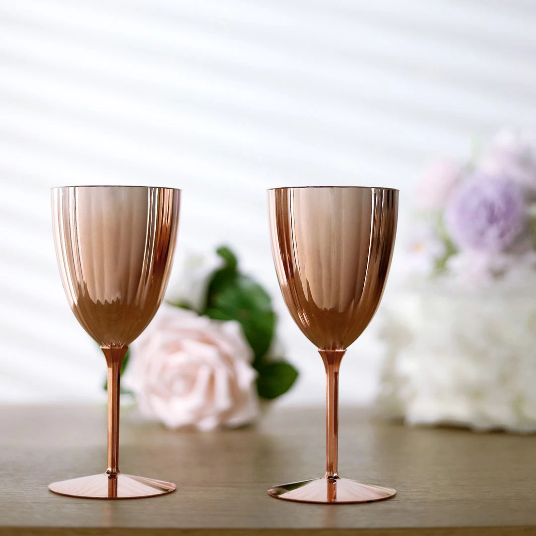 HIER_5430 6 Pack | Blush/Rose Gold 8oz Plastic Wine Glasses, Disposable Goblets Disposable Dinnerware 10 HIER_5430 6 Pack | Blush/Rose Gold 8oz Plastic Wine Glasses, Disposable Goblets Disposable Dinnerware