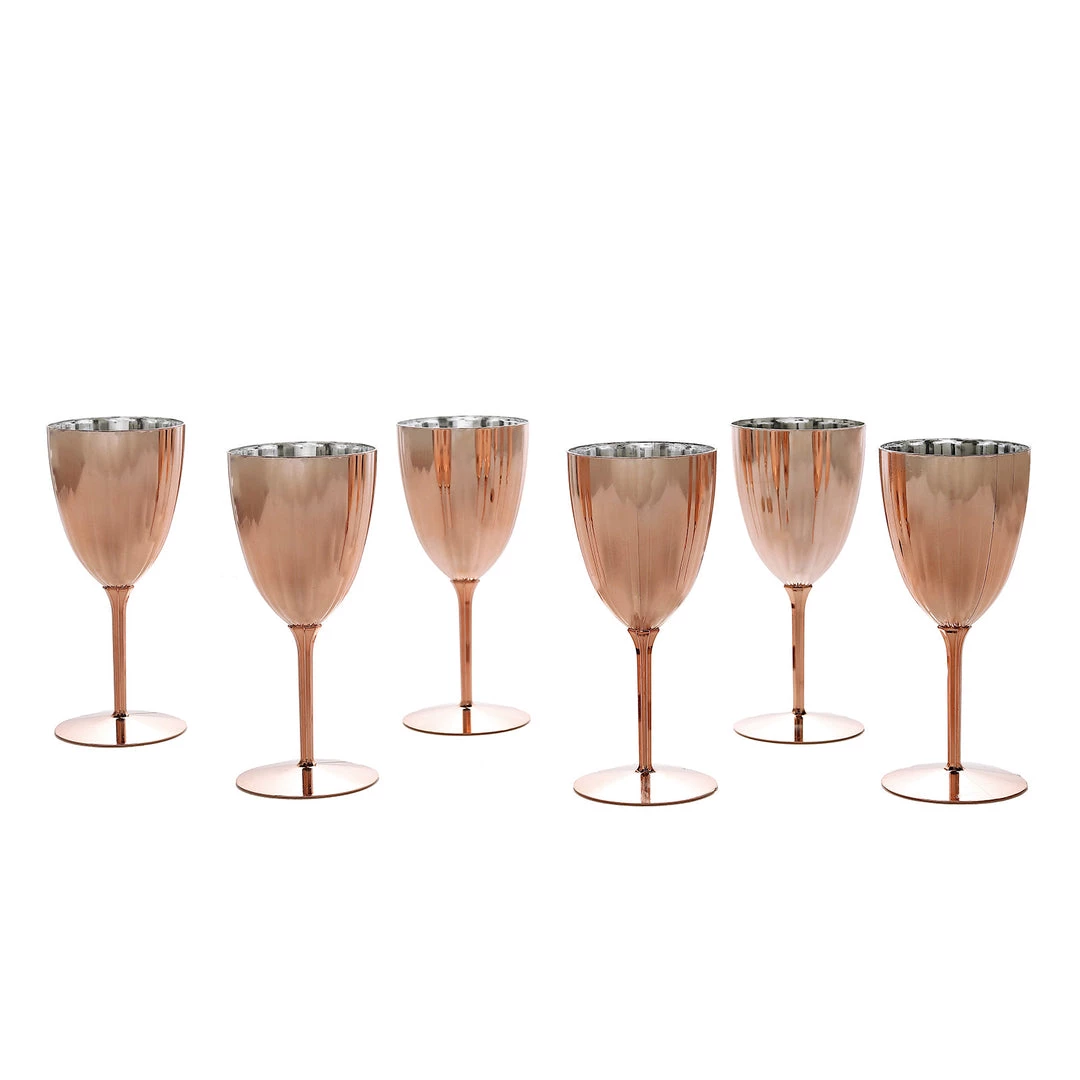 HIER_5430 6 Pack | Blush/Rose Gold 8oz Plastic Wine Glasses, Disposable Goblets Disposable Dinnerware 12 HIER_5430 6 Pack | Blush/Rose Gold 8oz Plastic Wine Glasses, Disposable Goblets Disposable Dinnerware