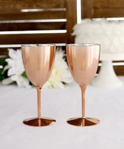 HIER_5430 6 Pack | Blush/Rose Gold 8oz Plastic Wine Glasses, Disposable Goblets Disposable Dinnerware 20 HIER_5430 6 Pack | Blush/Rose Gold 8oz Plastic Wine Glasses, Disposable Goblets Disposable Dinnerware