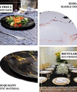 HIER_5441 10 Pack | Gold & Black Marble Design 10" Plastic Dinner Plates Disposable Dinnerware 19 HIER_5441 10 Pack | Gold & Black Marble Design 10