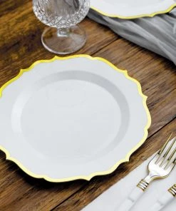 HIER_5441 Disposable Dinnerware 10 Pack | White Plastic 8