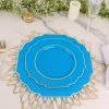 HIER_5441 Disposable Dinnerware 10 Pack | 8" Turquoise Hard Plastic Dessert Appetizer Plates, Disposable Tableware, Baroque Heavy Duty Salad Plates With Gold Rim