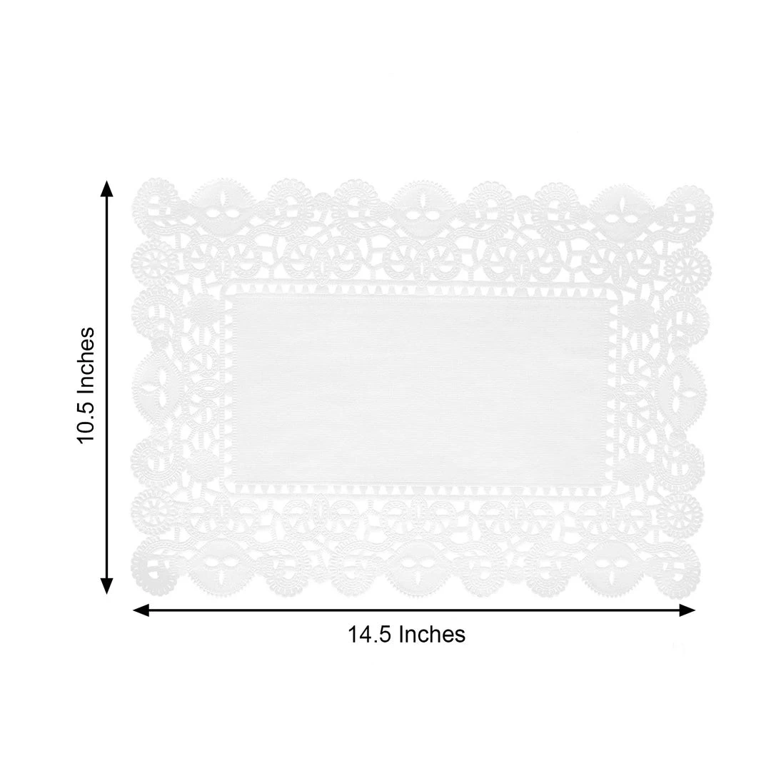 HIER_5470 100 Pcs | Rectangle White Paper Doilies, Lace Doilies Food Grade Paper Placemats - 14"L X 10"W Disposable Dinnerware 3 HIER_5470 100 Pcs | Rectangle White Paper Doilies, Lace Doilies Food Grade Paper Placemats - 14"L X 10"W Disposable Dinnerware