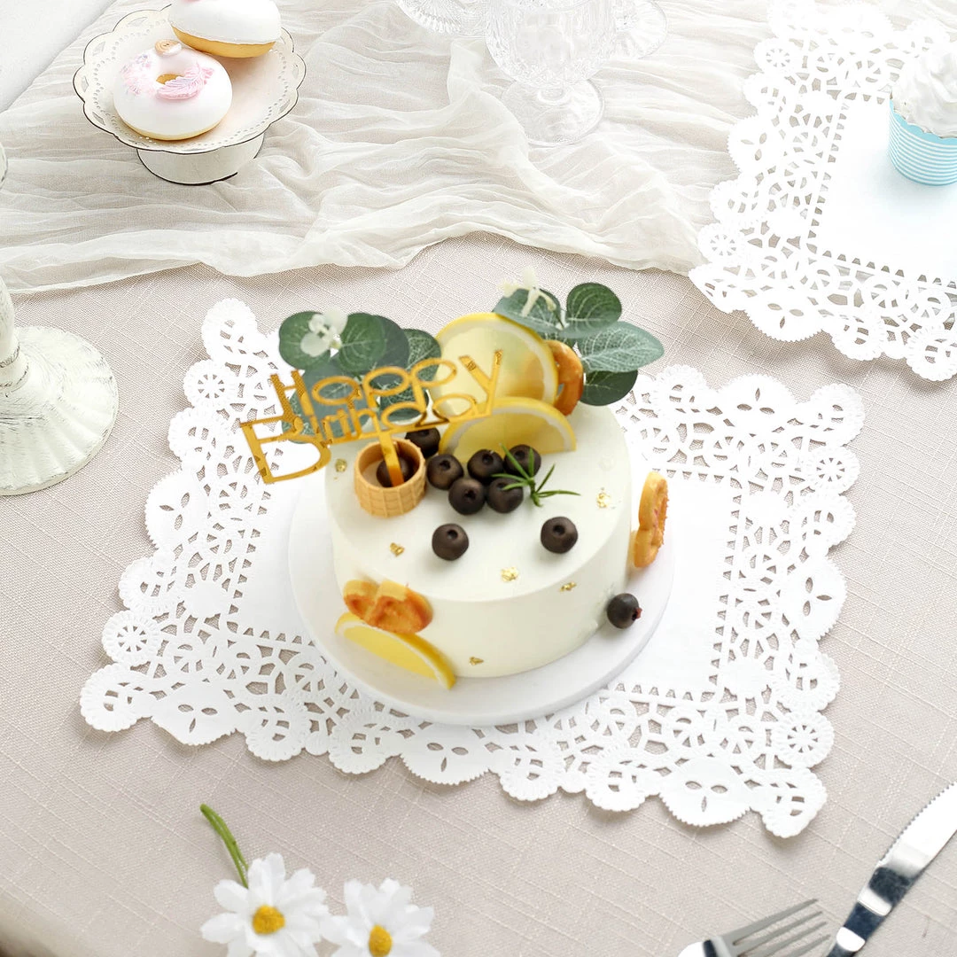 HIER_5470 100 Pcs | Rectangle White Paper Doilies, Lace Doilies Food Grade Paper Placemats - 14"L X 10"W Disposable Dinnerware 10 HIER_5470 100 Pcs | Rectangle White Paper Doilies, Lace Doilies Food Grade Paper Placemats - 14"L X 10"W Disposable Dinnerware