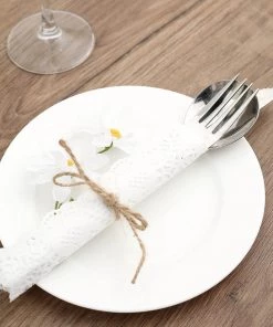 HIER_5470 100 Pcs | Rectangle White Paper Doilies, Lace Doilies Food Grade Paper Placemats - 12