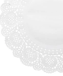 HIER_5470 100 Pcs | Round White Paper Doilies, Lace Doilies Food Grade Paper Placemats - 12