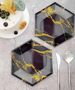 HIER_5442 25 Pack | Black Marble 8.5