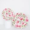 HIER_5441 25 Pack | Rose 7" Flower Bouquet Design Appetizer Dessert Salad Paper Plates - 300 GSM