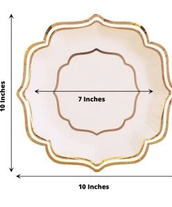 HIER_5441 Disposable Dinnerware 25 Pack | White/Gold 10