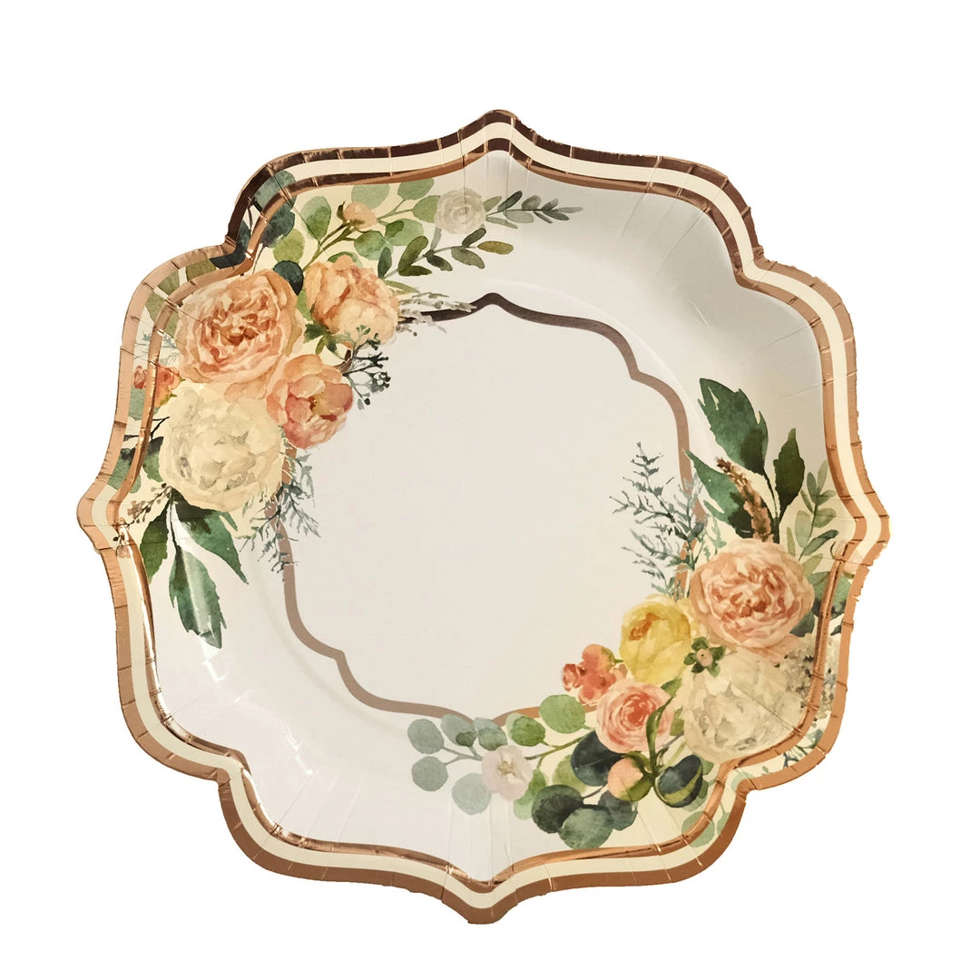 HIER_5441 25 Pack | Floral 10" Scallop Rim Dinner Party Paper Plates, Disposable Plates - 300 GSM 11 HIER_5441 25 Pack | Floral 10" Scallop Rim Dinner Party Paper Plates, Disposable Plates - 300 GSM