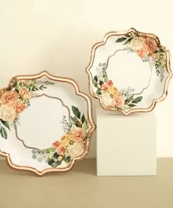 HIER_5441 25 Pack | Floral 10" Scallop Rim Dinner Party Paper Plates, Disposable Plates - 300 GSM 17 HIER_5441 25 Pack | Floral 10