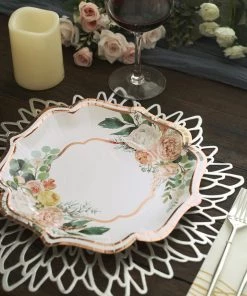 HIER_5441 25 Pack | Floral 10" Scallop Rim Dinner Party Paper Plates, Disposable Plates - 300 GSM 20 HIER_5441 25 Pack | Floral 10