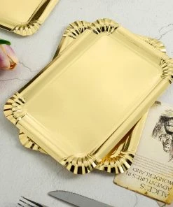 HIER_5442 Disposable Dinnerware 10 Pack | Metallic Gold 9