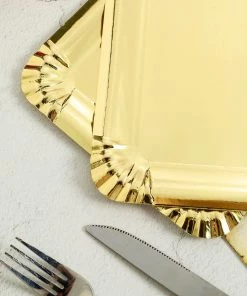 HIER_5442 Disposable Dinnerware 10 Pack | Metallic Gold 9