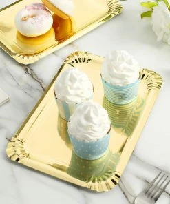 HIER_5442 Disposable Dinnerware 10 Pack | Metallic Gold 9