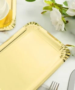 HIER_5442 Disposable Dinnerware 10 Pack | Metallic Gold 9