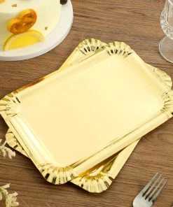 HIER_5442 Disposable Dinnerware 10 Pack | Metallic Gold 9